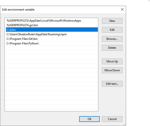 Edit Environment Variable Edit Environment Variable